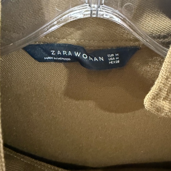 ZARA WOMAN Asymmetric Button-Neck Long Sleeve Top – Brown – Size M - Picture 2 of 6